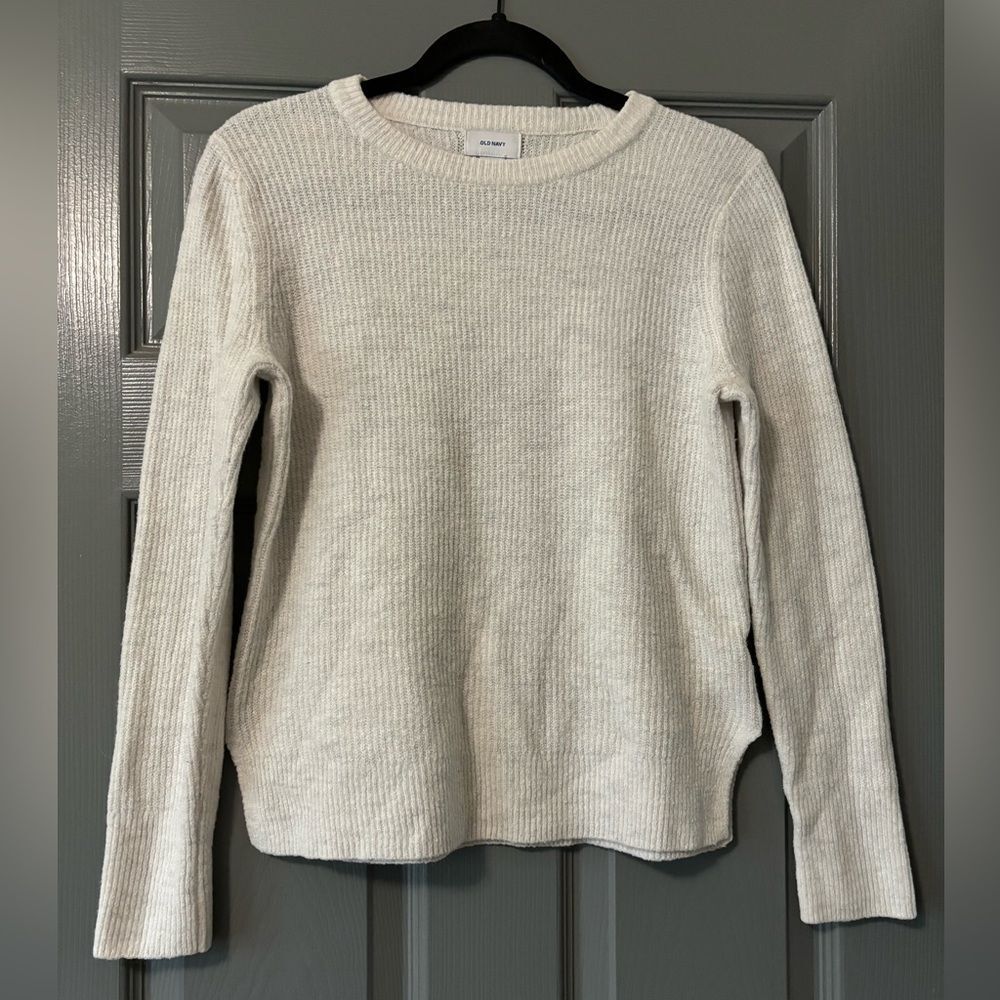 Old Navy knit pullover crewneck white/grey sweater size Small